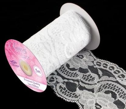 Eleganza Wide Lace Pattern No.357 100mm x 5m White - Ribbons